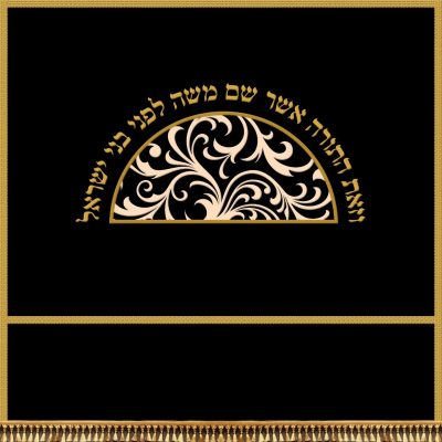 פרוכת מעוטרת לבימה – "וזאת התורה"